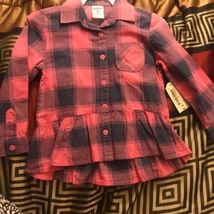 Pink & blue plaid long sleeve shirt